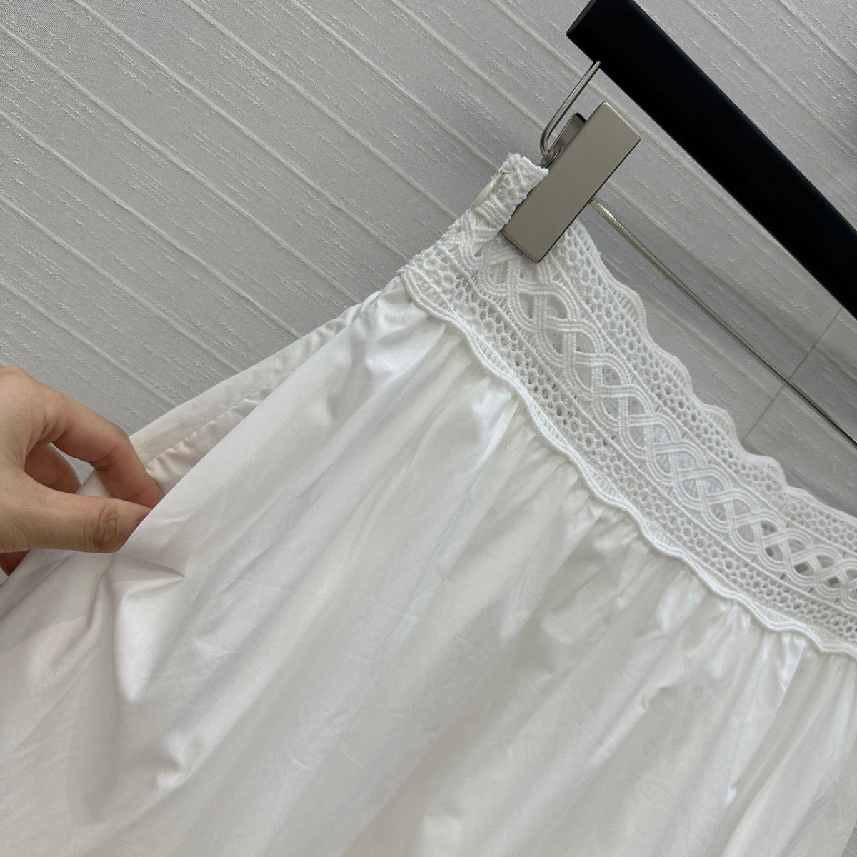 Celine Long Skirt White Cotton Silk