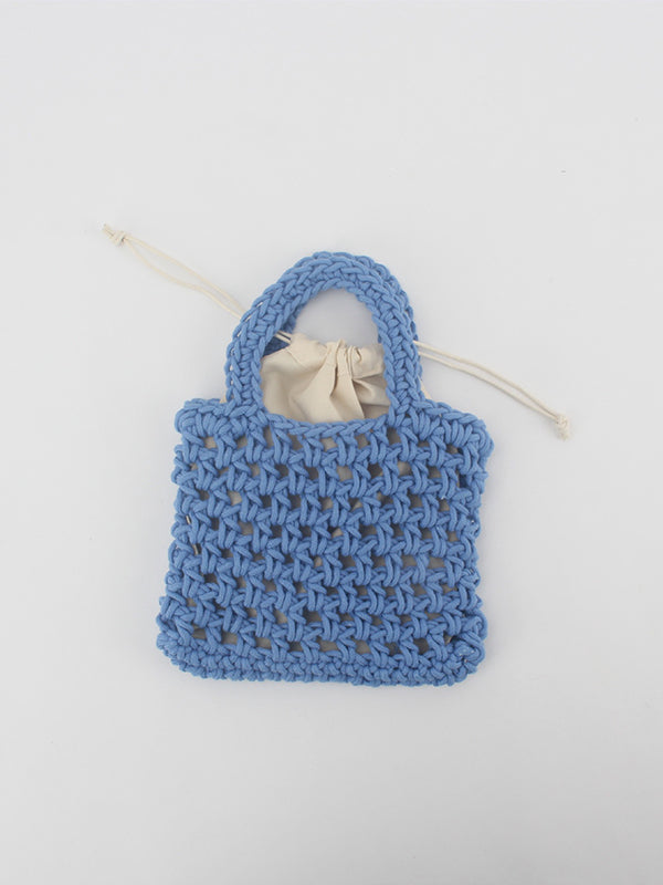 Hollow Solid Color Mini Knitting Woven Bags Handbags