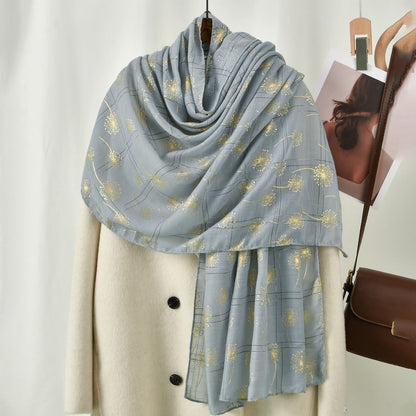 Scarvii - Golden Dandelion Printed Scarf - Stylish &amp;Soft