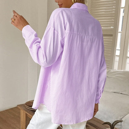 Striped Collar Long Sleeve Shirt
