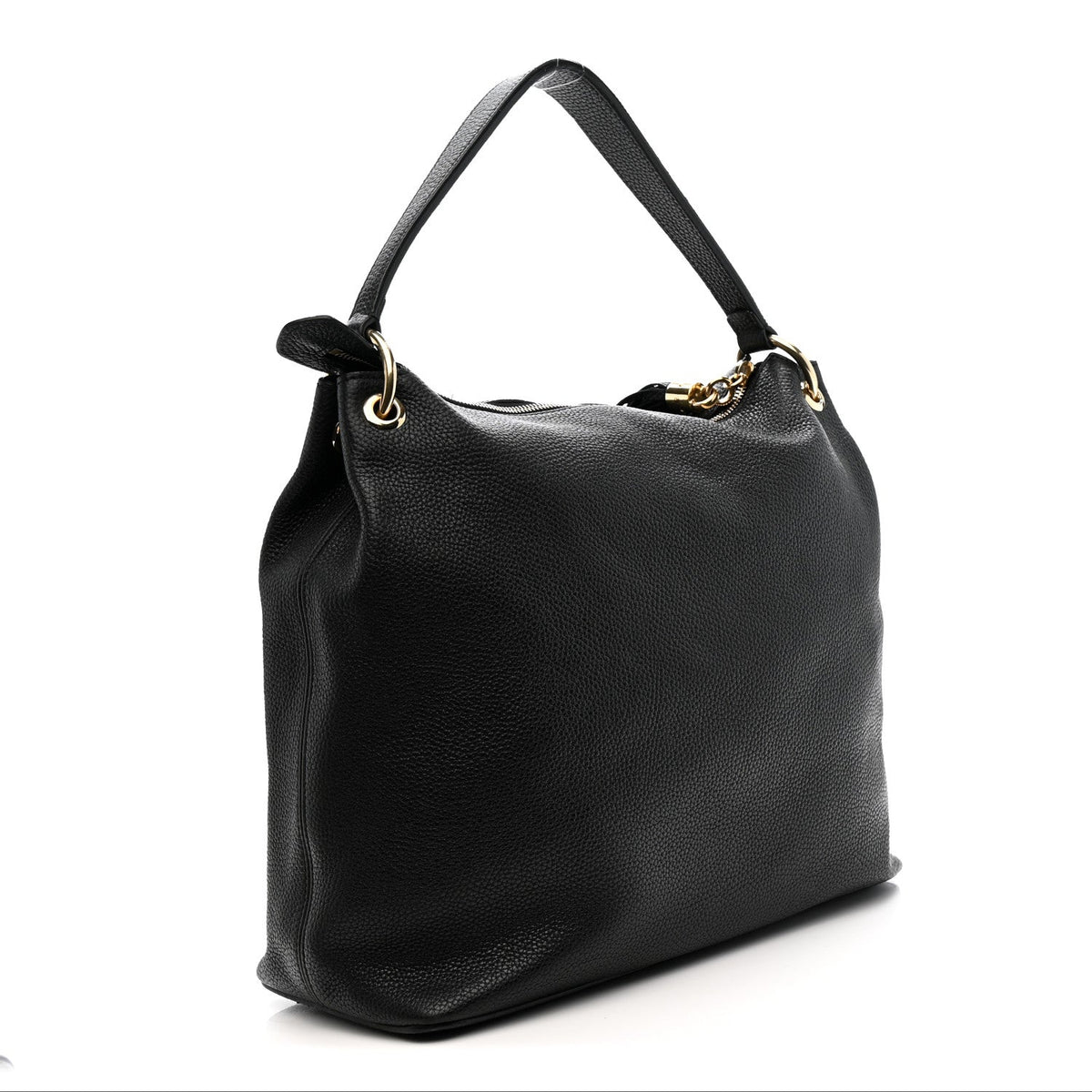 Pebbled Calfskin Large Soho Hobo Black