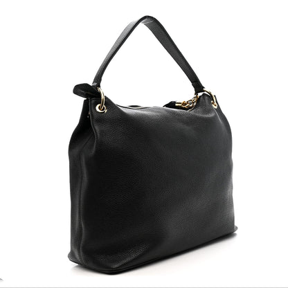 Pebbled Calfskin Large Soho Hobo Black