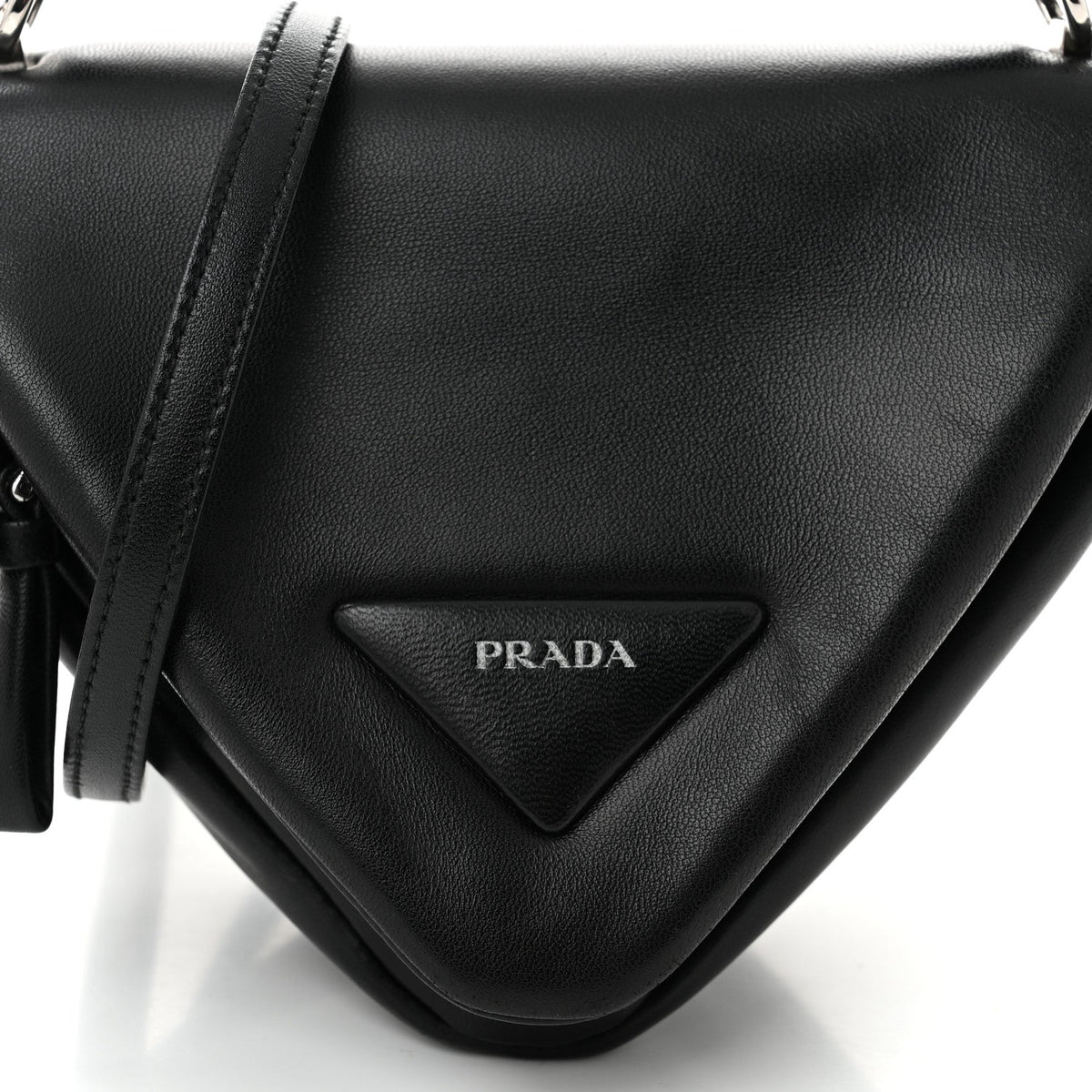 Nappa Padded Signaux Triangle Crossbody Black