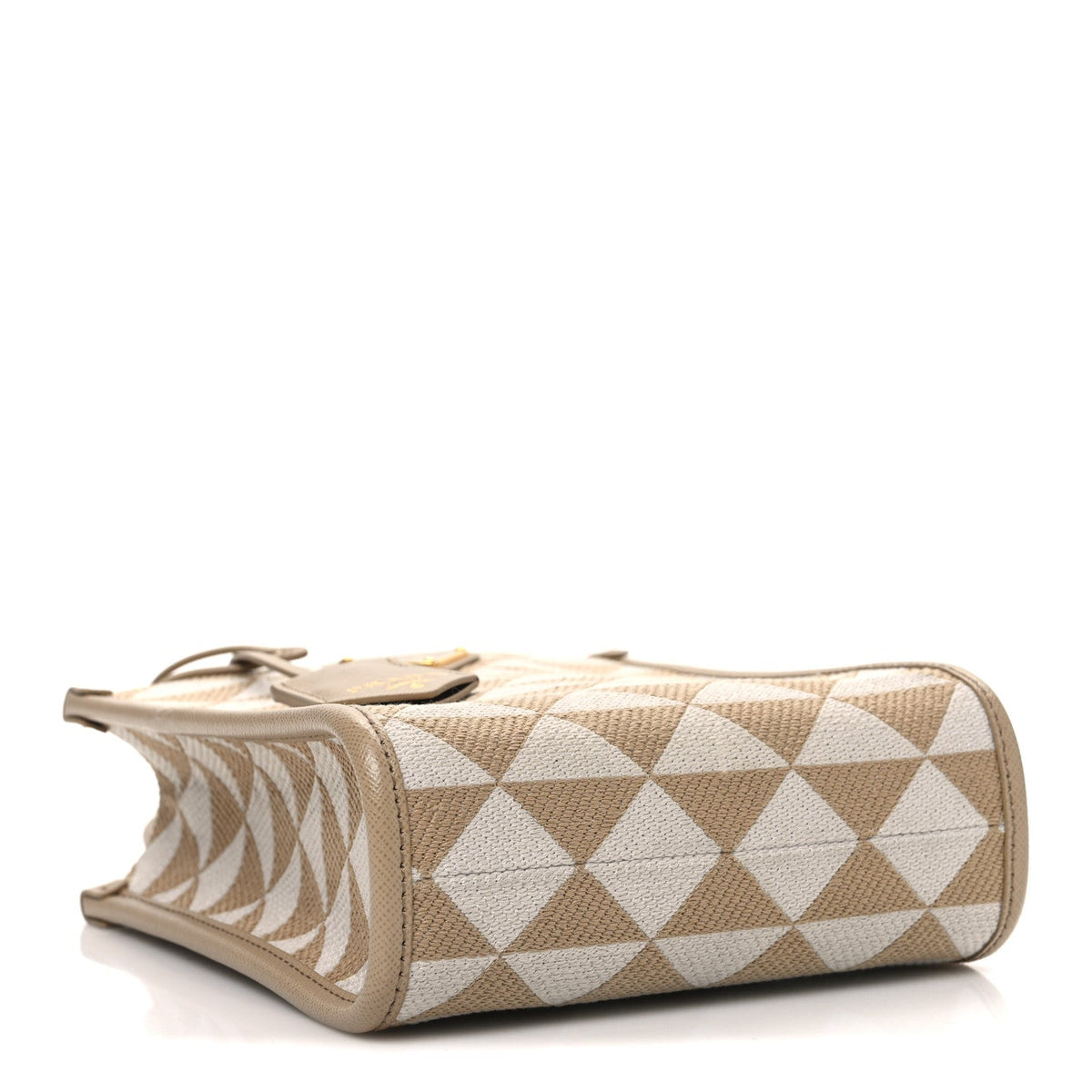 Jacquard Saffiano Triangolo Symbole Embroidered Micro Tote Corda Talco