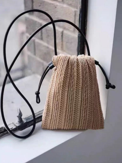 Cosbai - Minimalist Drawstring Knitted Crossbody Bag – Effortless &amp; Chic