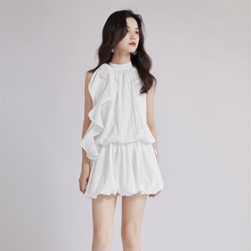 White Halter Neck Dress