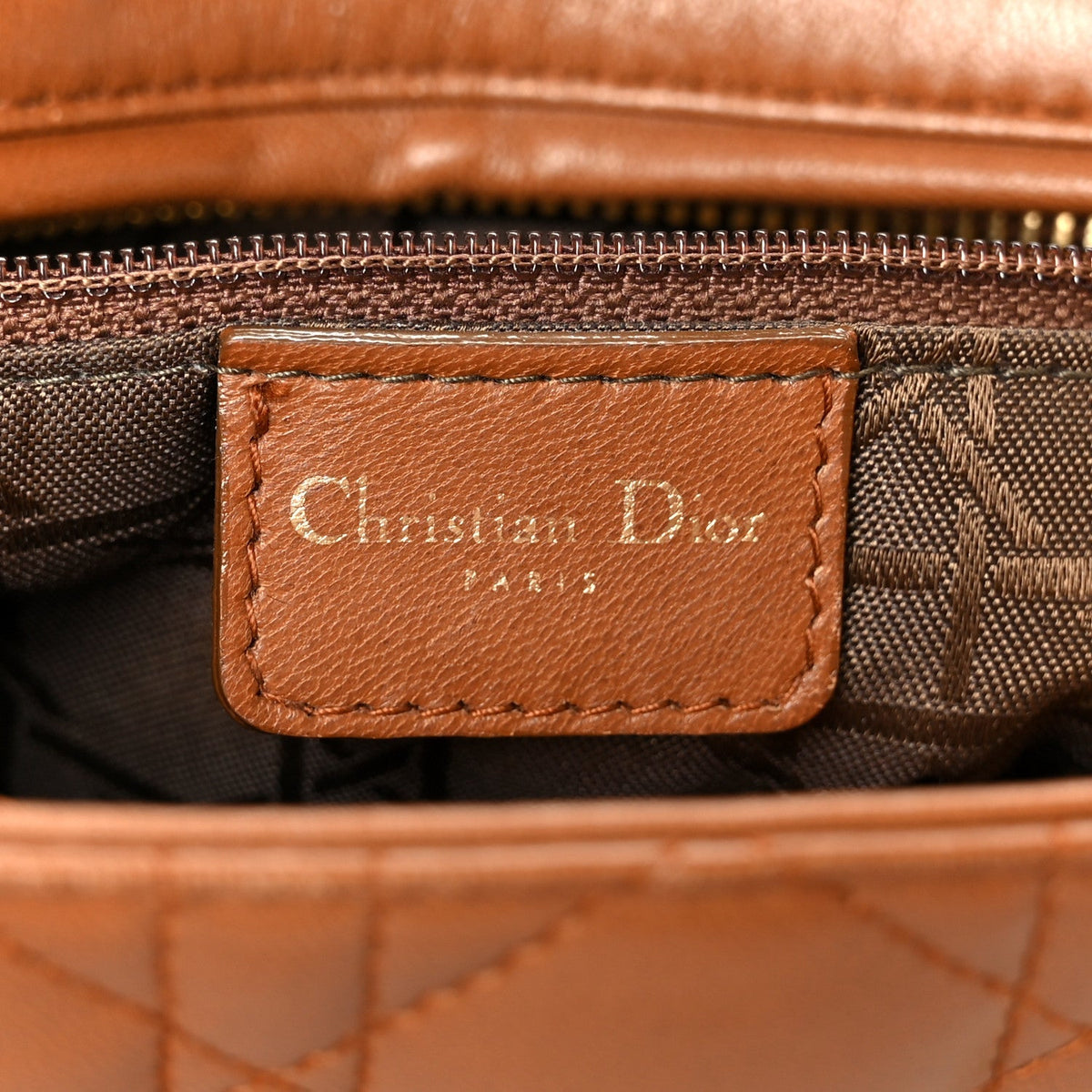 Lambskin Cannage Medium Lady Dior Tan