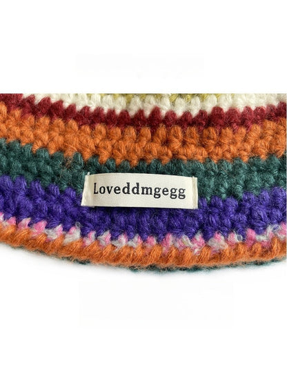Haila - Rainbow Stripe Knitted Fisherman Beanie
