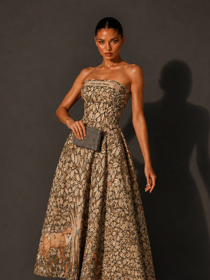 Lila Forest-Style Strappy Midi Dress