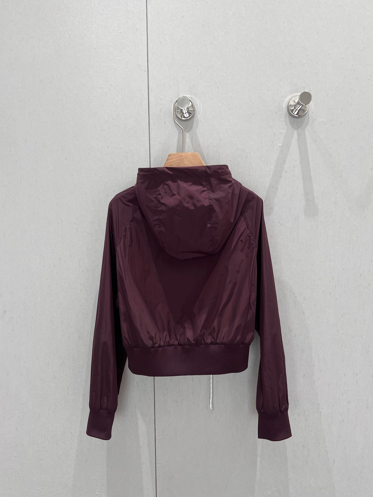 Prada 25 Short Hooded Jacket Red Burgundy Poliamide 211160