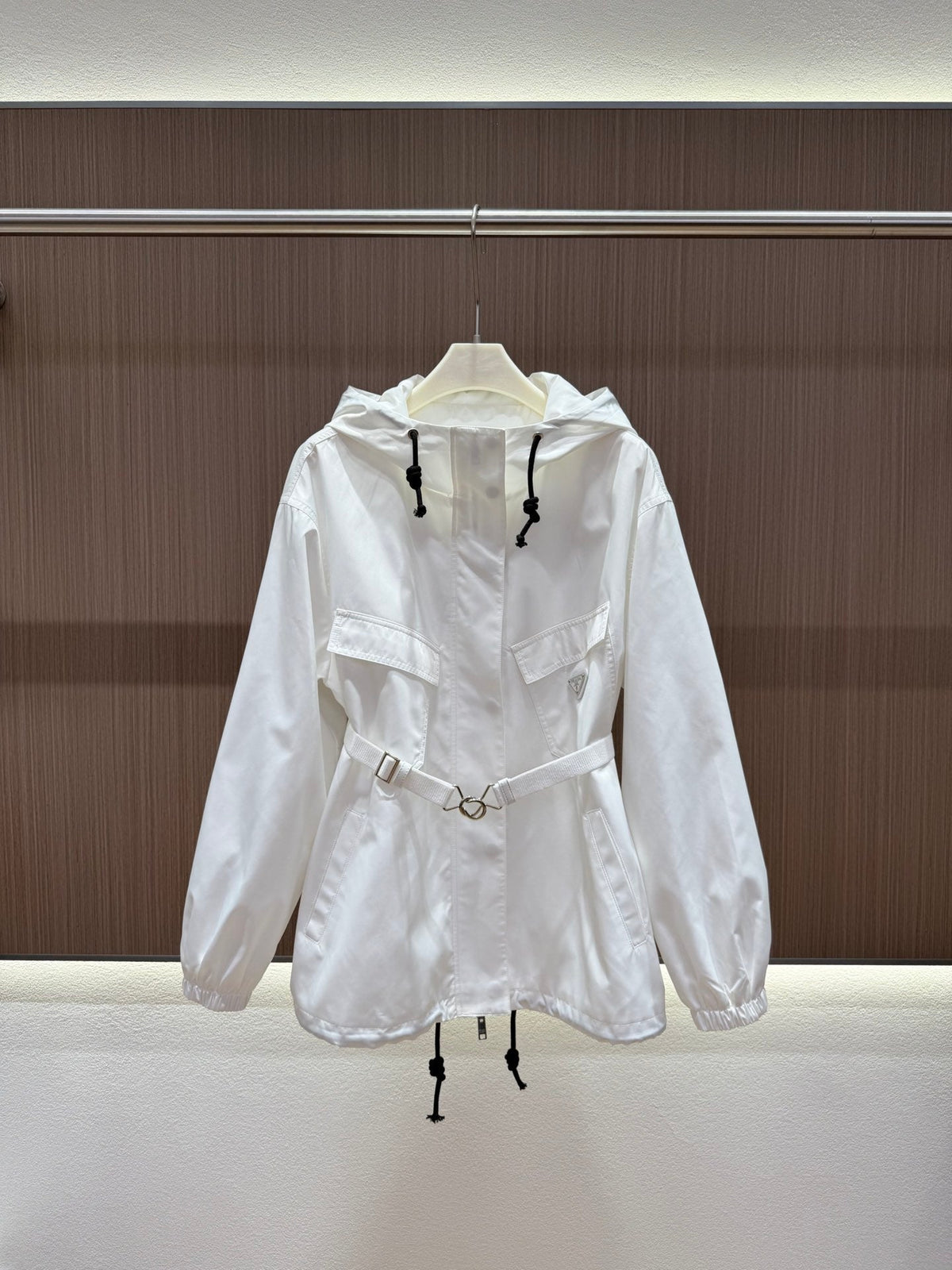 Prada 25 Elastic Waist Jacket Black and White Polyester