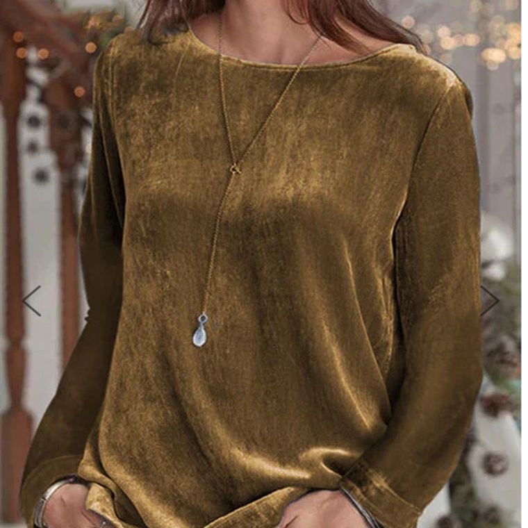 Autumn And Winter Fashion New Women'S Solid Color Casual Crewneck Pullover Velvet Sweatshirt