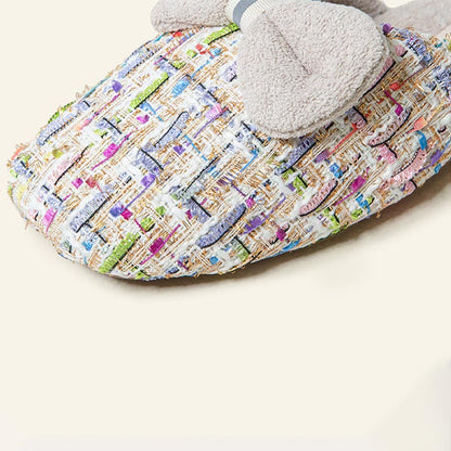 Trendy Bow Knot Thicken Plush Indoor Slippers
