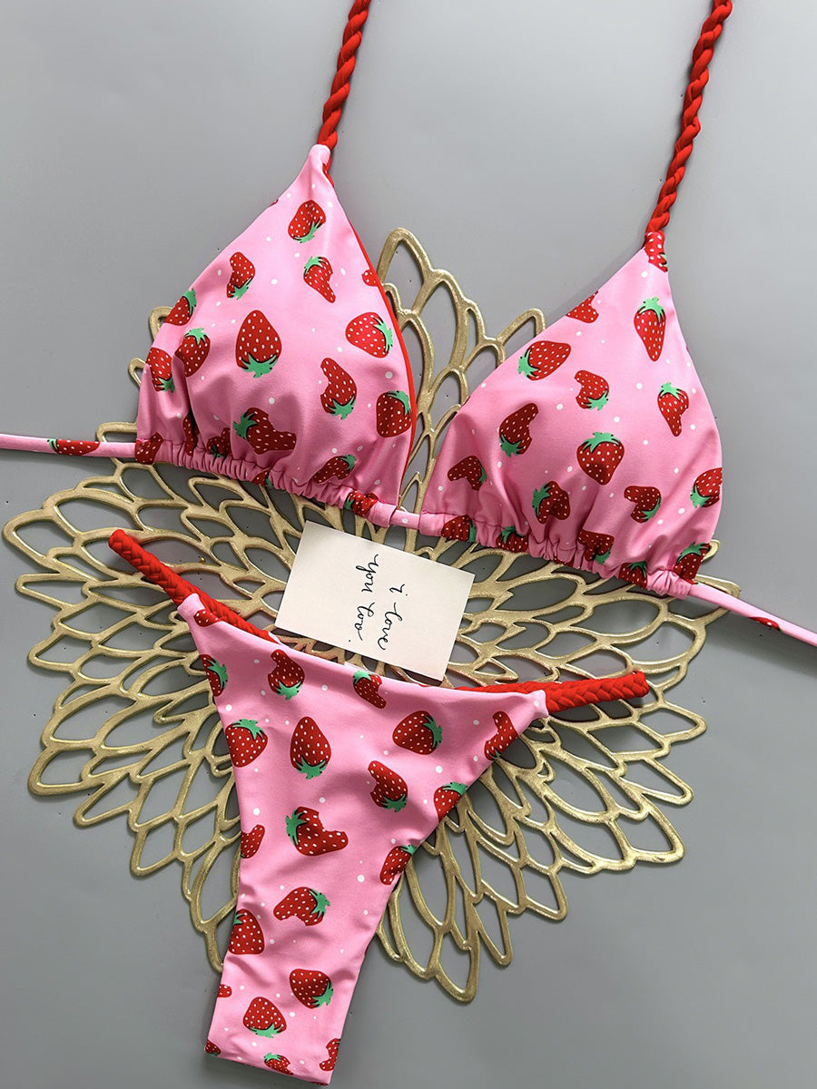 Anastasia Strawberry Print Bikini Two Piece Set