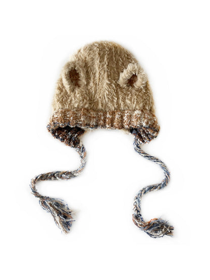 Haila - Cute Knitted Beanie with Braids &amp; Cat-like Ears