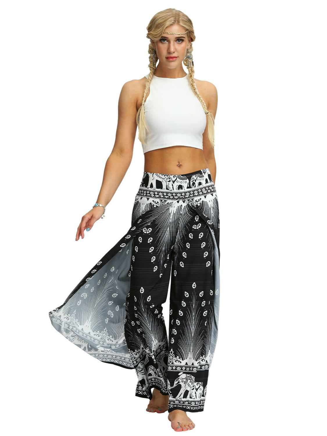 Digital Print Snow Women'S Casual Wide Leggings Yoga Pants Fashion Fork Straight Leggings