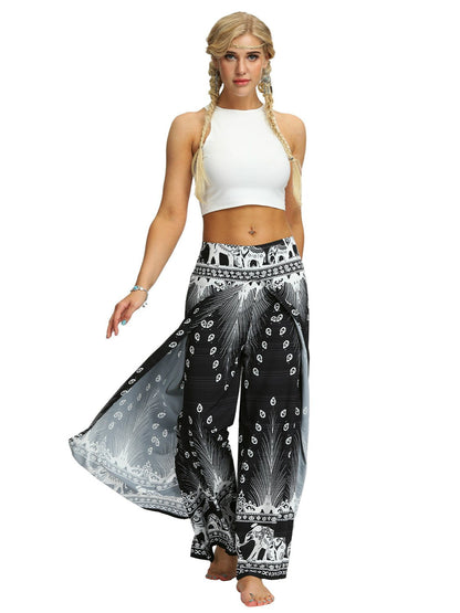 Digital Print Snow Women'S Casual Wide Leggings Yoga Pants Fashion Fork Straight Leggings