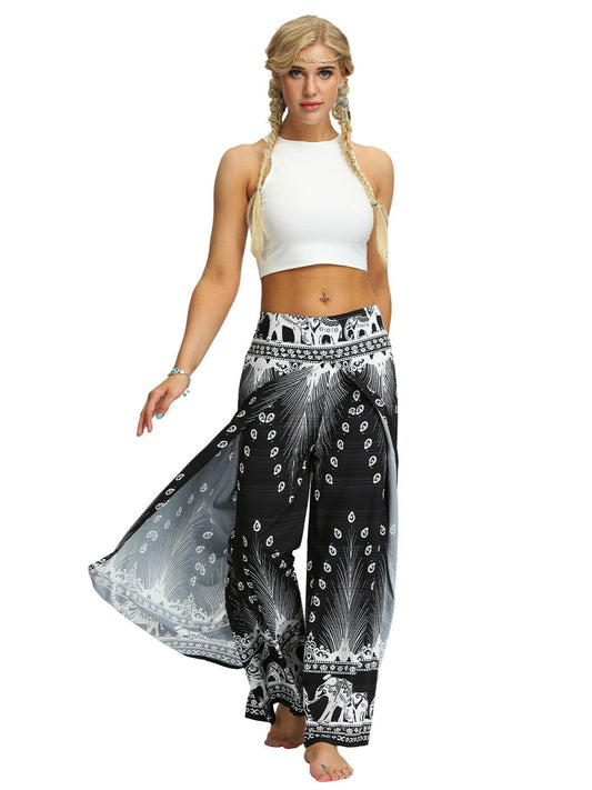 Digital Print Snow Women'S Casual Wide Leggings Yoga Pants Fashion Fork Straight Leggings