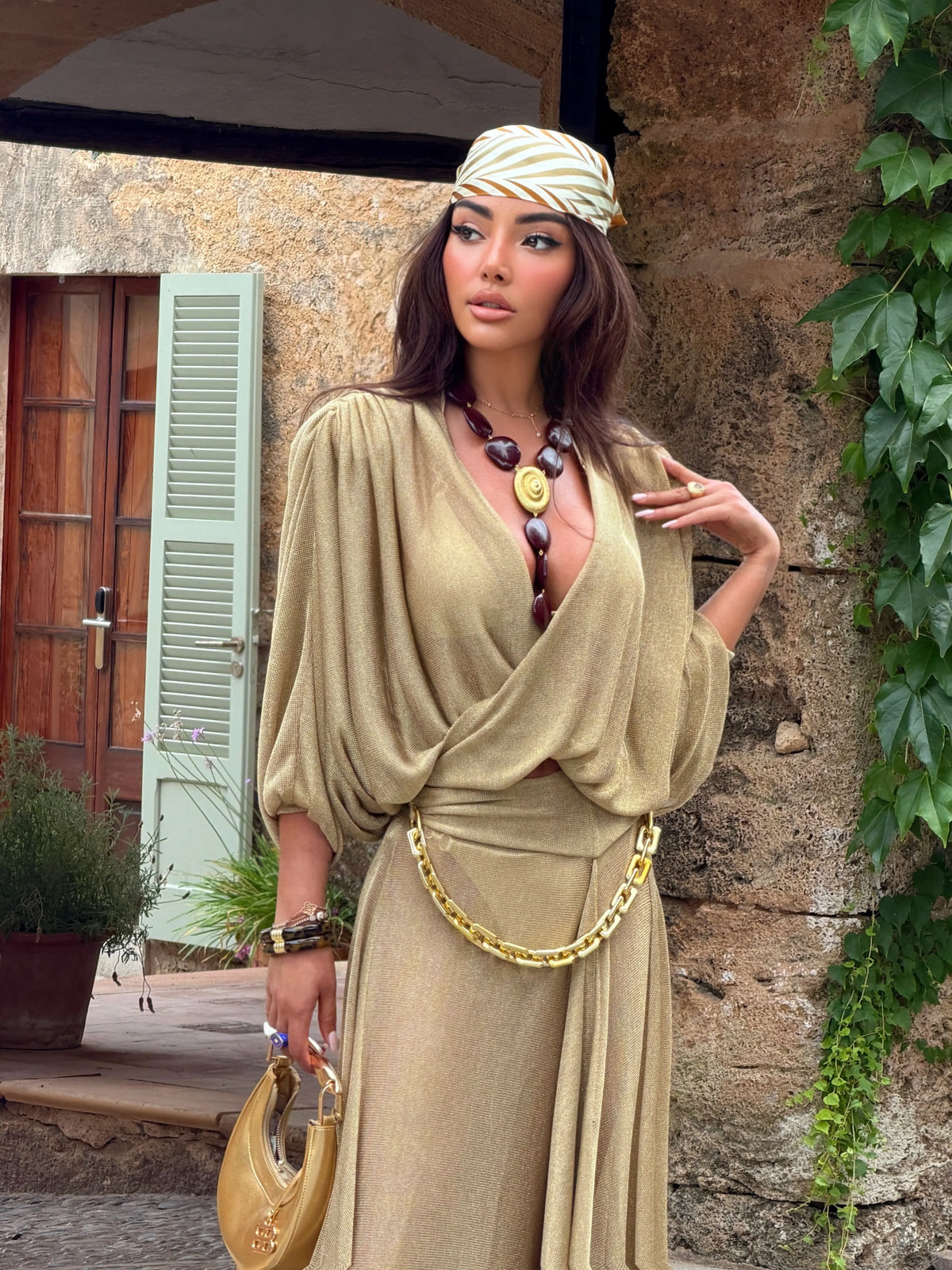 Seraphina Dolman Wrap Knit Maxi Two-Piece Set