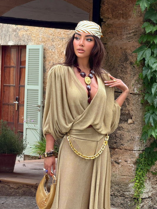 Seraphina Dolman Wrap Knit Maxi Two-Piece Set