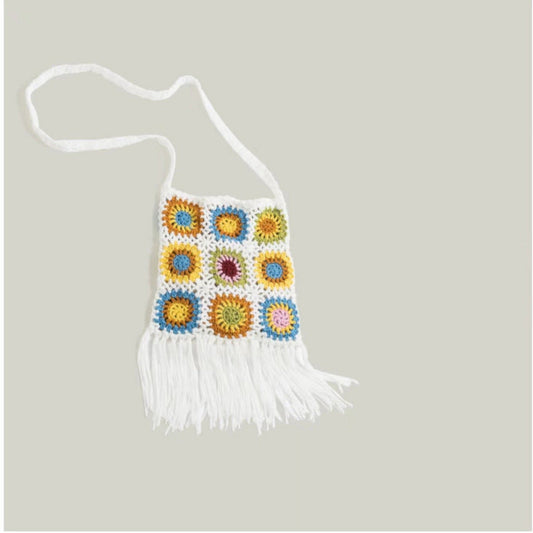 Crochet Granny Square Bag Grandma Grid Hand Hook Bag