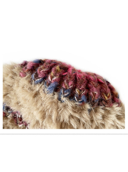 Haila - Winter Striped Knitted Beanie with Cute Braids