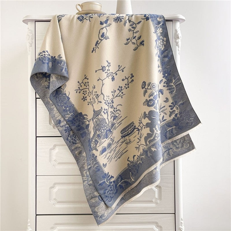 Jacquard Fringed Cashmere-Like Scarf