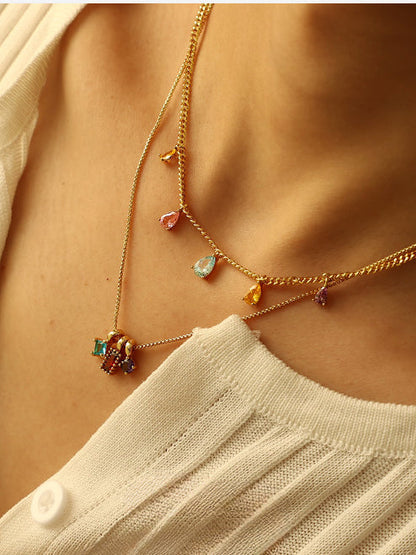 Elegant Colourful Diamond Necklace