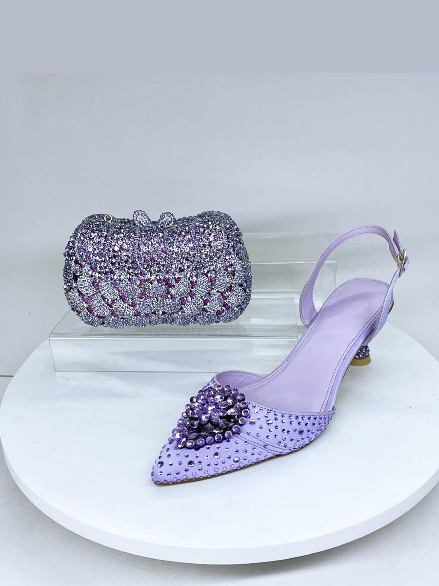 Lucia Diamond-Encrusted Crystal High Heels & Bag