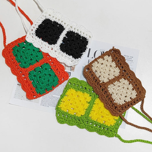 Crochet Granny Square Bag Red National Style Color Patchwork Bag