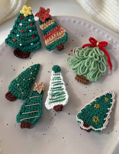 Sweet Hand Knitted Christmas Tree Hair Clip
