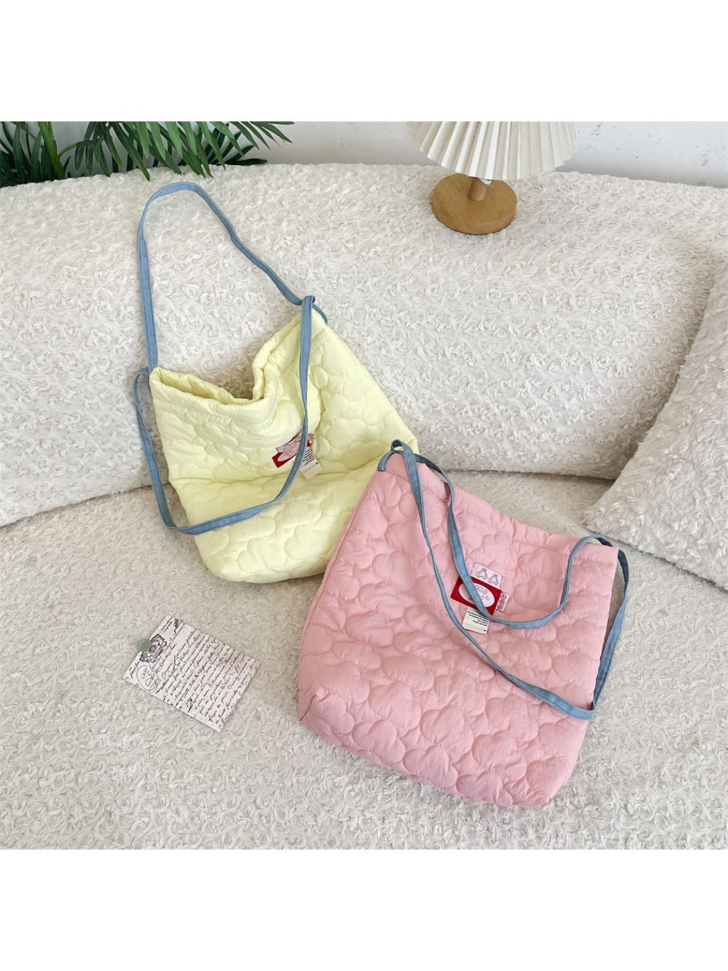 Cosbai - Quilted Plaid Shoulder Crossbody Bag