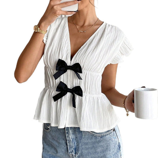 Crosa - Resort Bow Shirt - Vacation Chic