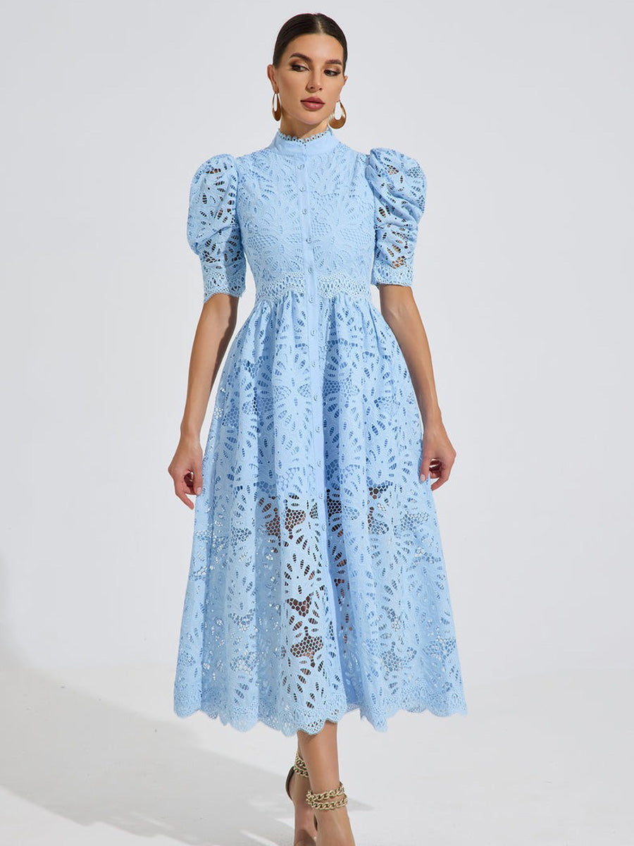 Jocelyn Sky Lace Midi Dress