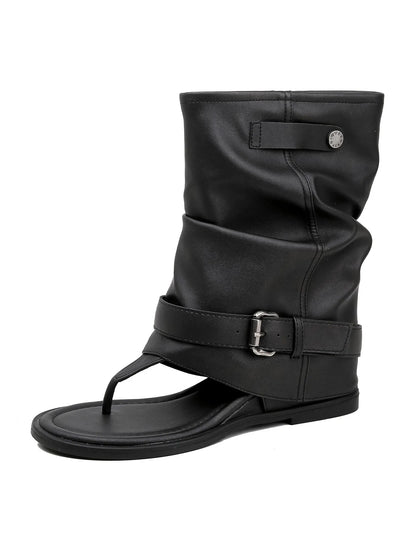 Yasmin Ruched Leather Open-toe Boots