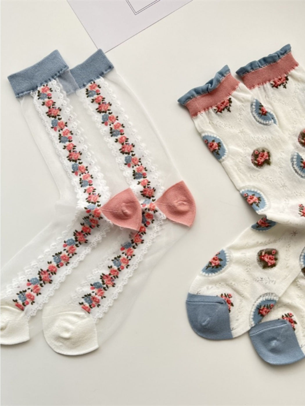 Rufia - Floral Lace Socks - Japanese Style