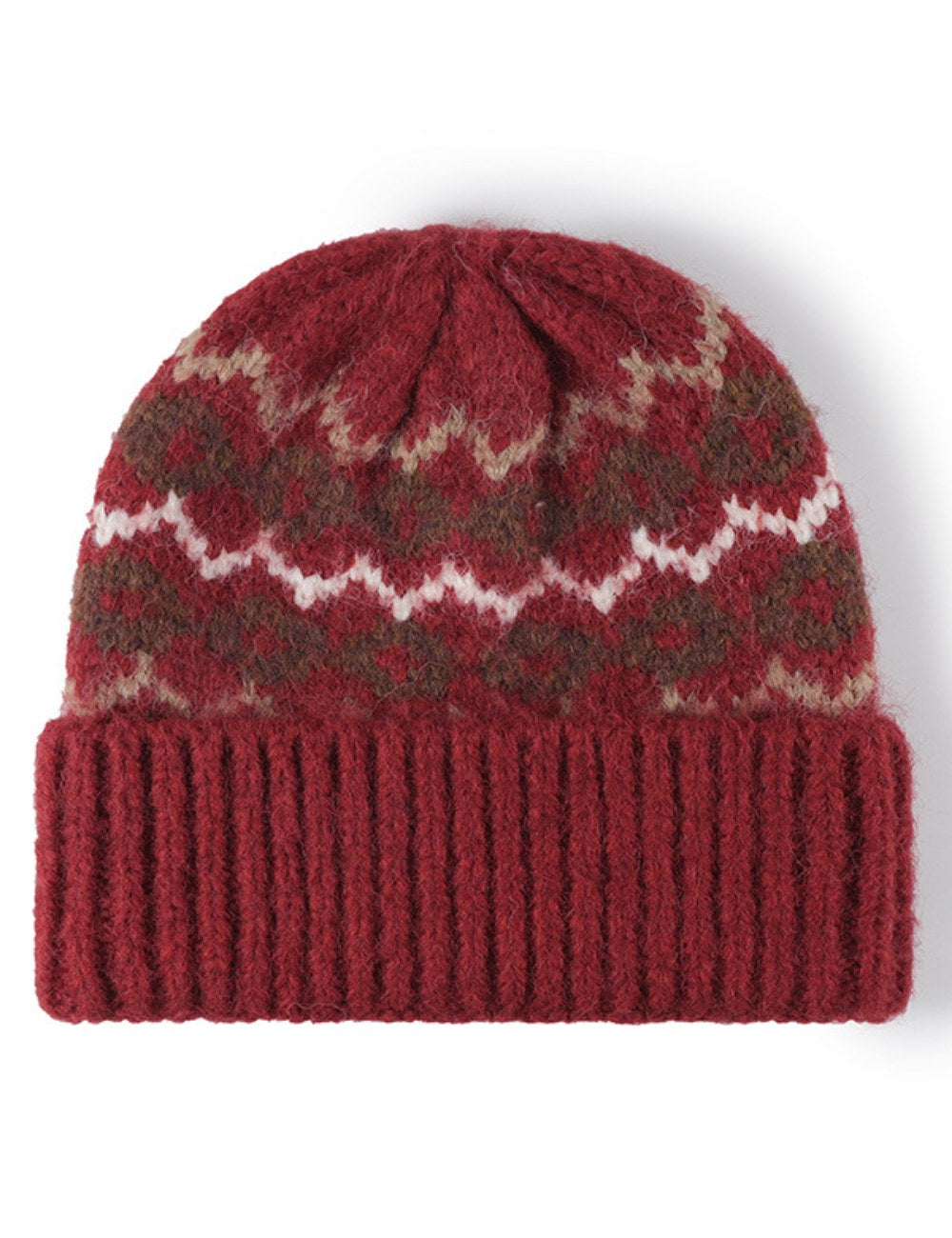 Striped Jacquard Knit Hat Padded Beanie
