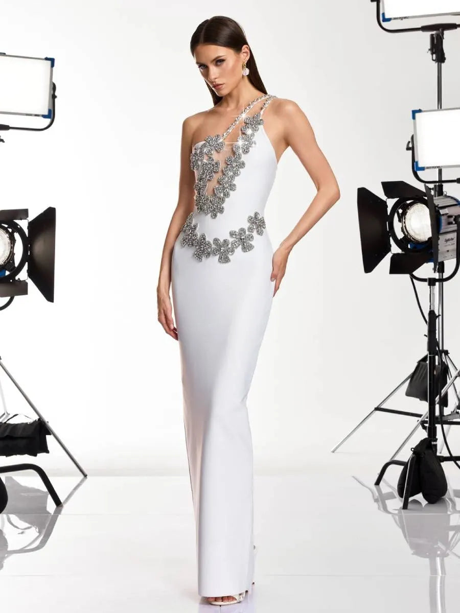 Alexa Diamond Flower Bandage Maxi Dress