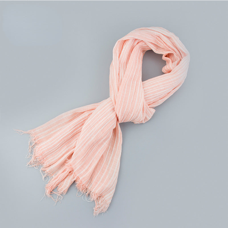Scarvii - Elegant Stripe Style Cotton Long Scarf