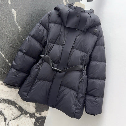 Burberry 25 Stand Collar Hooded Down Jacket Black Polyester
