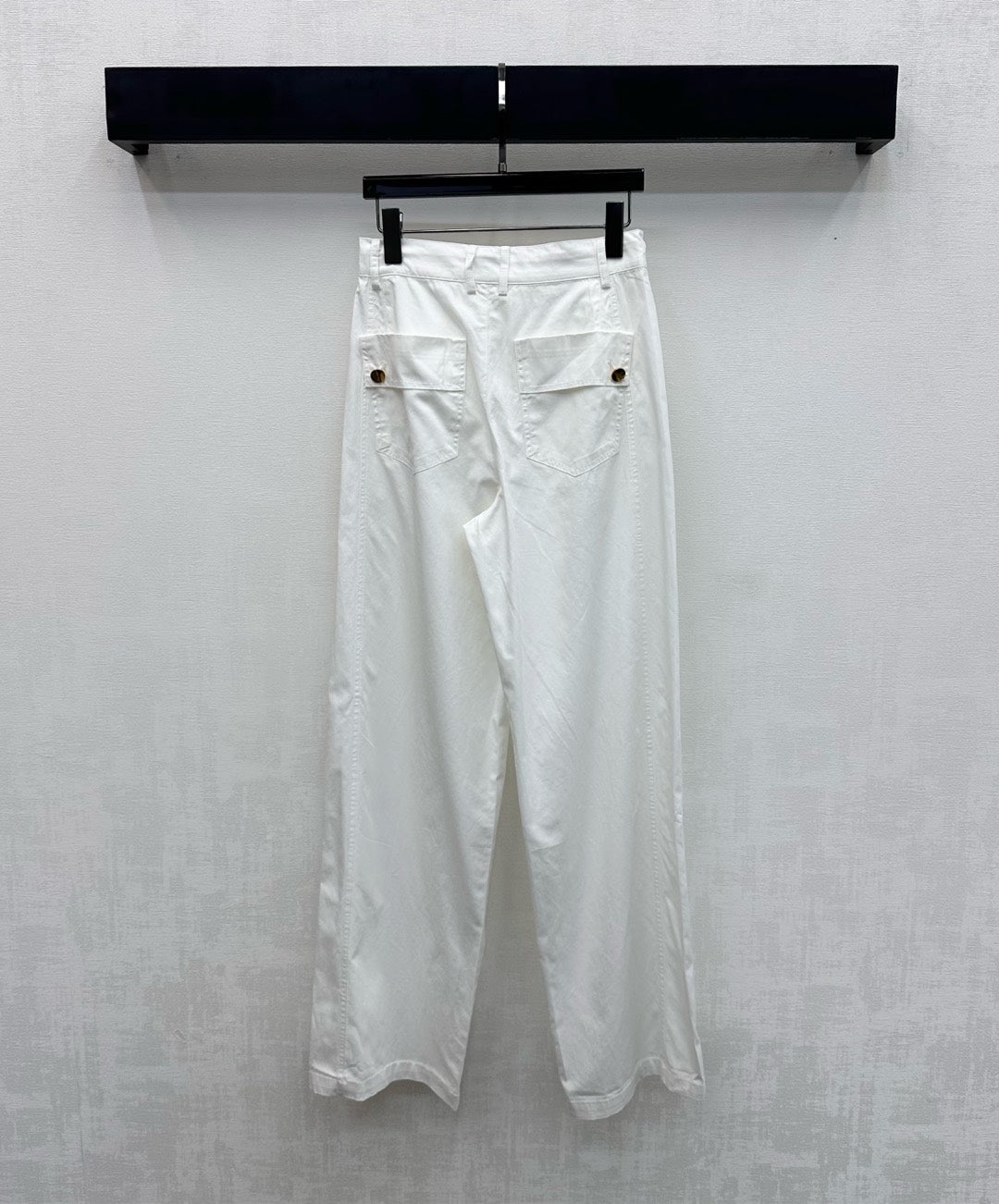 Miu Track Pants White Cotton Tencel Fabric 350246