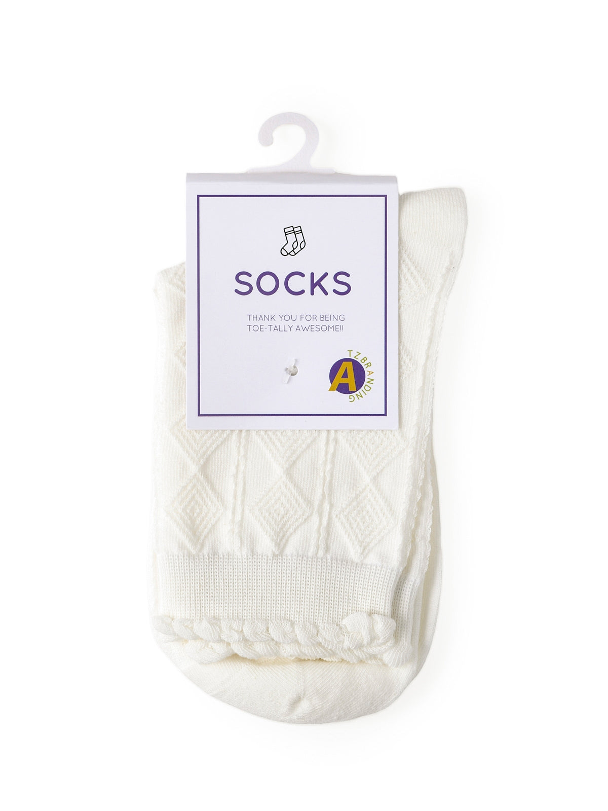 Rufia - White Rolled Edge Socks for Women