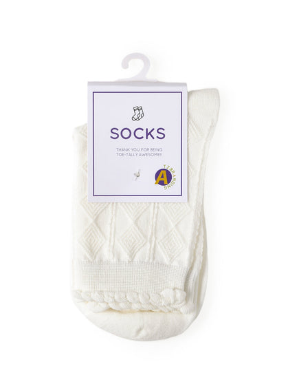 Rufia - White Rolled Edge Socks for Women