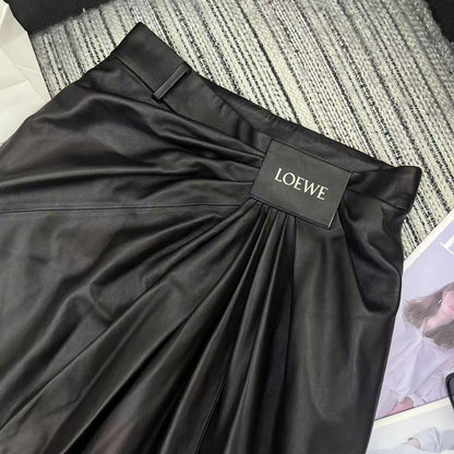 Loewe Wide-Leg Trousers Black Nappa Leather 348563