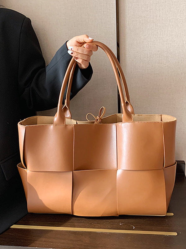 Urban Simple Solid Color PU Tote Bag