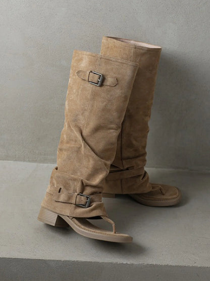 Zara Buckled Open-toe Boots