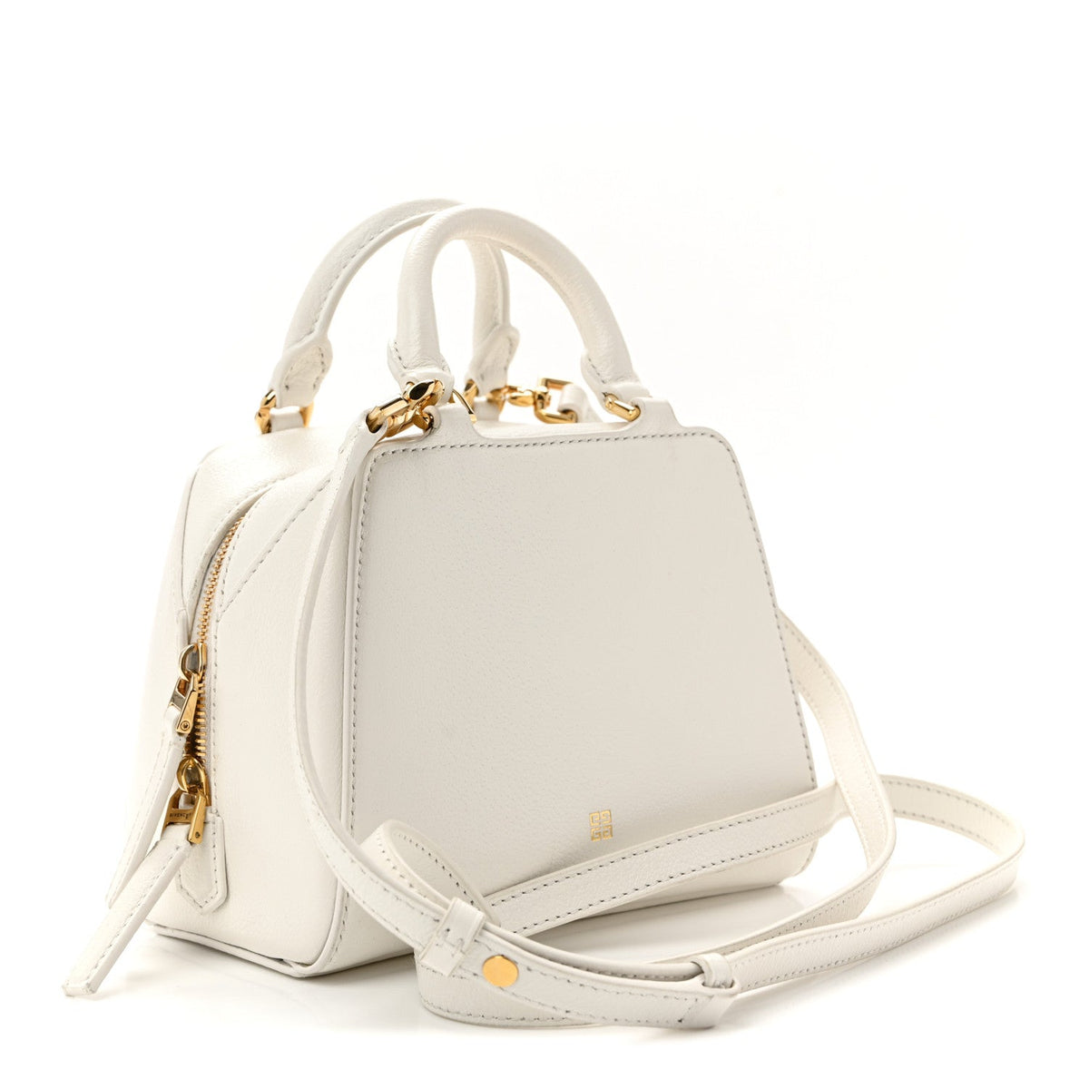 Tumbled Buffalo Micro Antigona Cube Bag White