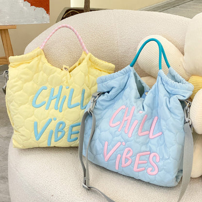 Letter Embroidered Tote Bag