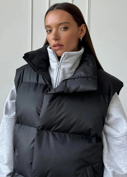 Padded Cotton Vest High Neck Sleeveless Design