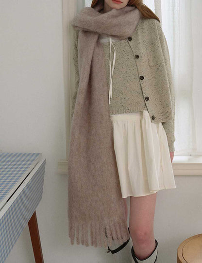 Winter Solid Color Thick Tassel Wool Scarf